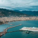 Cruise ships entering Harbor on a beautiful day in Antalya